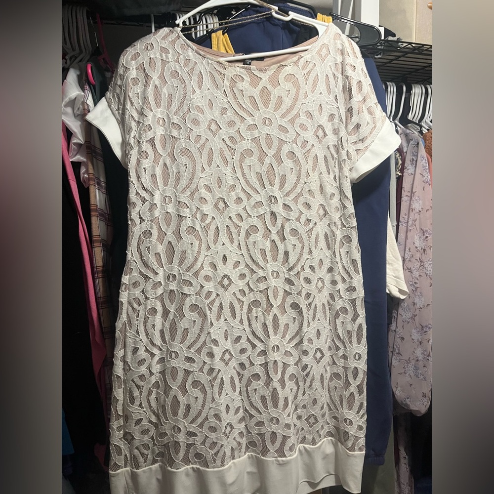 Tiana B. Cream Lace Overlay Dress